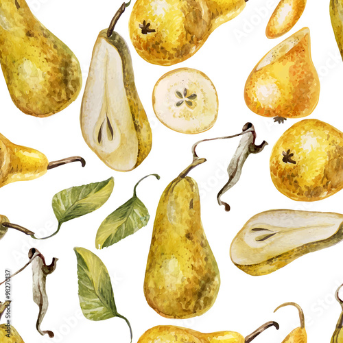 Watercolor Pattern with pears