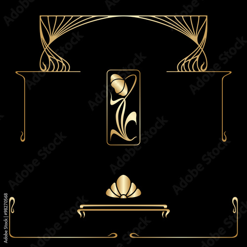 Vector set of art nouveau decorative elements.
