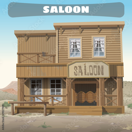 Wooden classic saloon in wild West, story series