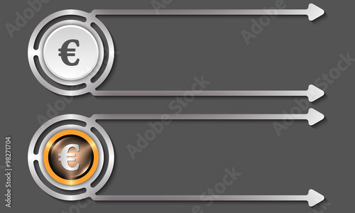 Silver abstract boxes for your text and euro icon