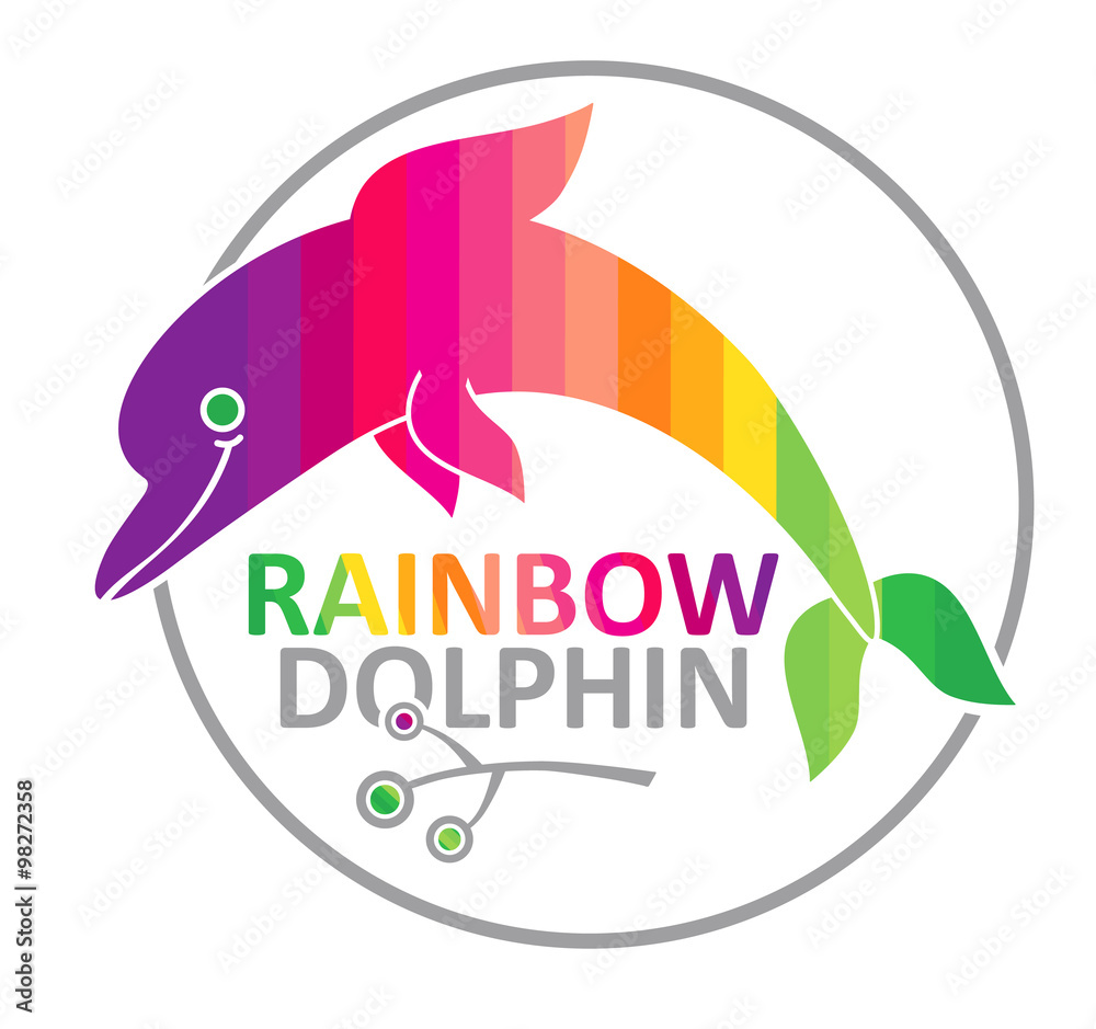 Obraz premium Rainbow dolphin - vector illustration.