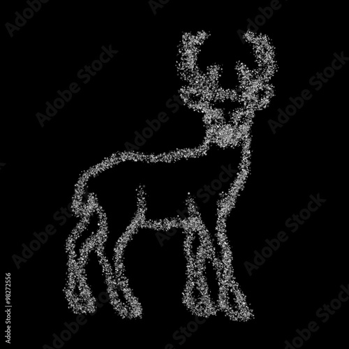Santa's reindeer of 500.000 snowflakes on a black background