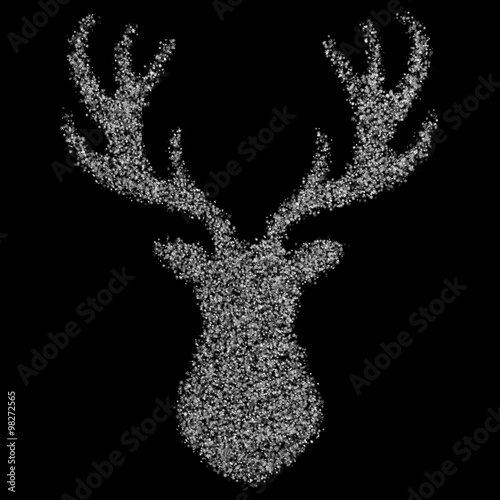 Santa's reindeer of 150.000 snowflakes on a black background