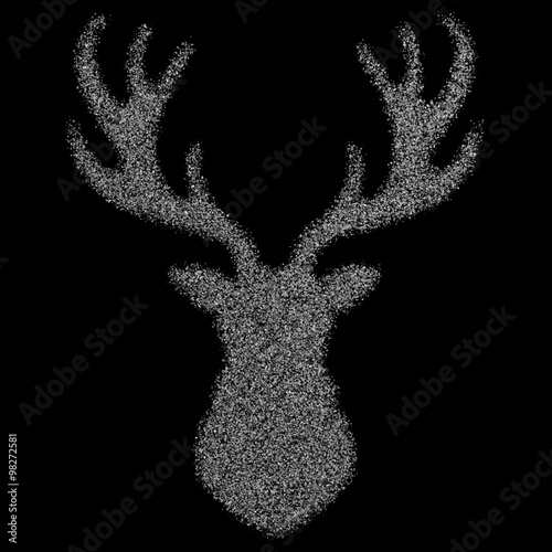Santa's reindeer of 500.000 snowflakes on a black background