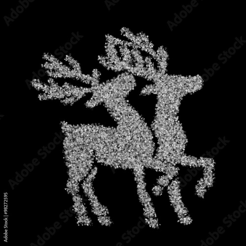 Santa's reindeer of 150.000 snowflakes on a black background