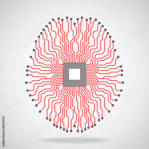 Brain. Cpu. Circuit board. Vector illustration. Eps 10