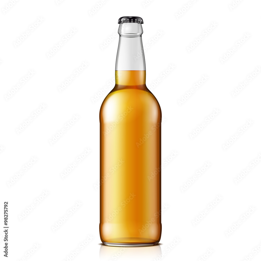 Mock Up Glass Beer Lemonade Cola Clean Bottle Yellow Brown On White Background Isolated. Ready For Your Design. Product Packing. Vector EPS10 Mock Up Glass Beer Lemonade Cola Clean Bottle Yellow Brown On White Background Isolated. Ready For Your Design. Product Packing. Vector EPS10
