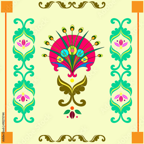 Decorative floral pattern with abstract flower and ornament/on a gentle yellow background is fabulous