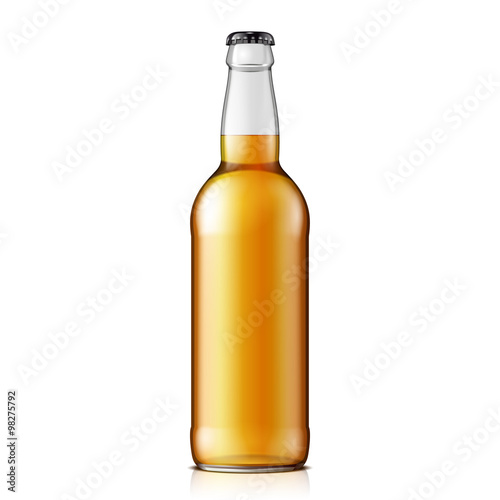 Mock Up Glass Beer Lemonade Cola Clean Bottle Yellow Brown On White Background Isolated. Ready For Your Design. Product Packing. Vector EPS10 