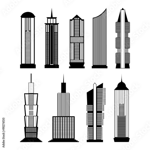 Collection of buildings for city design. Vector