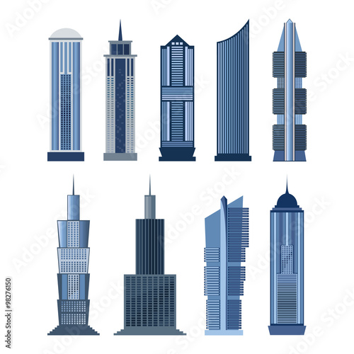 Collection of buildings for city design. Vector