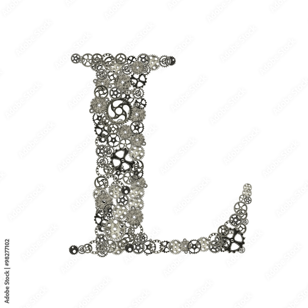 Fototapeta premium alphabet , gears arrangement shape of alphabet