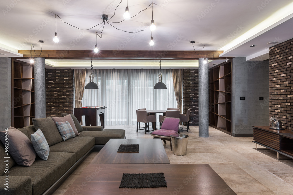 Great living room in modern villa house interior Great living room in modern villa house interior