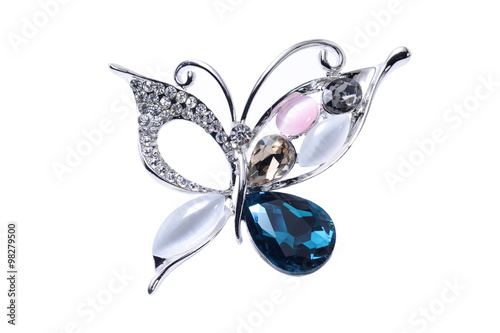 Obraz na plátně brooch with butterfly isolated on white