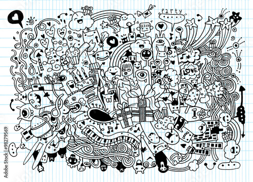 Hand Drawn of Doodle party background