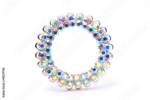 brooch circle of gems isolated on white