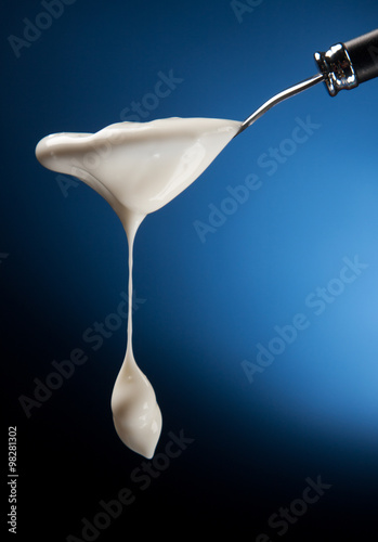 Spoon with yogurt