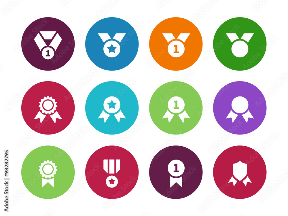 Medal circle icons on white background. Medal circle icons on white background.