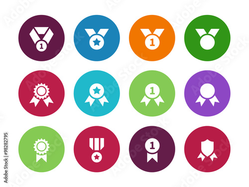 Medal circle icons on white background.