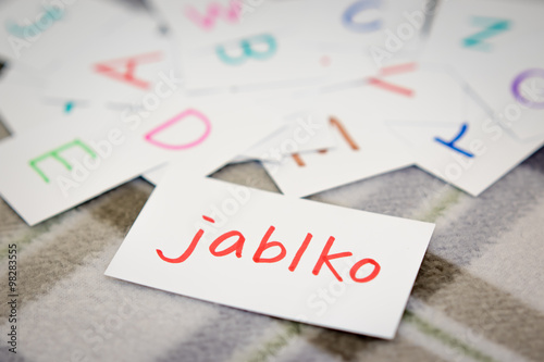 Czech; Learning the New Word with the Alphabet Cards; Writing AP