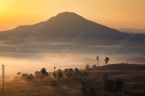 Misty morning sunrise in Khao Takhian Ngo View Point at Khao-kho © sripfoto