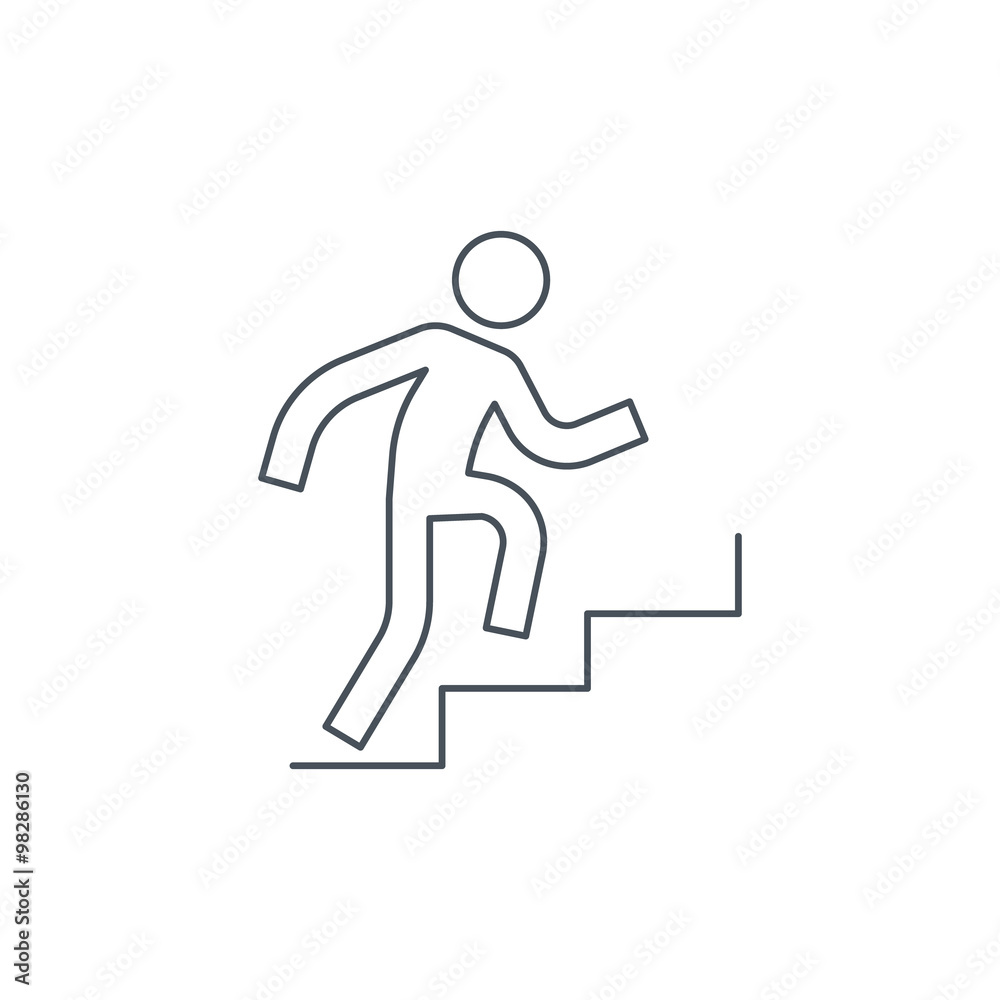 Man climbing up stairs icon Man climbing up stairs icon