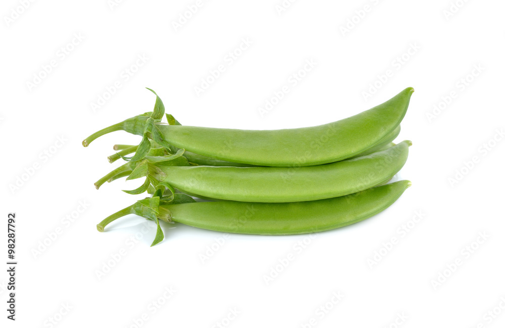fresh green peas with stem on white background fresh green peas with stem on white background
