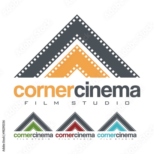 Cinema Logo, Two Filmstrip Corner Cinema Design Logo Vector