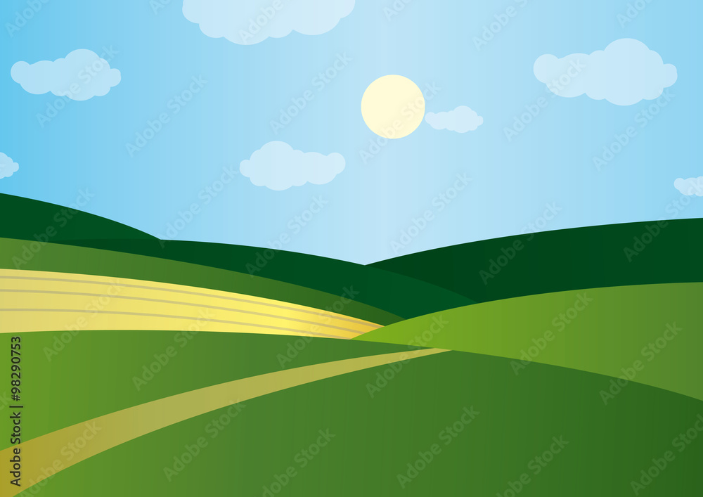 sunny landscape vector illustration
