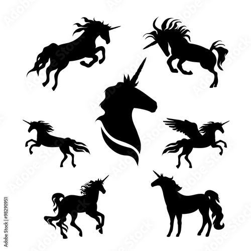 Unicorn set vector