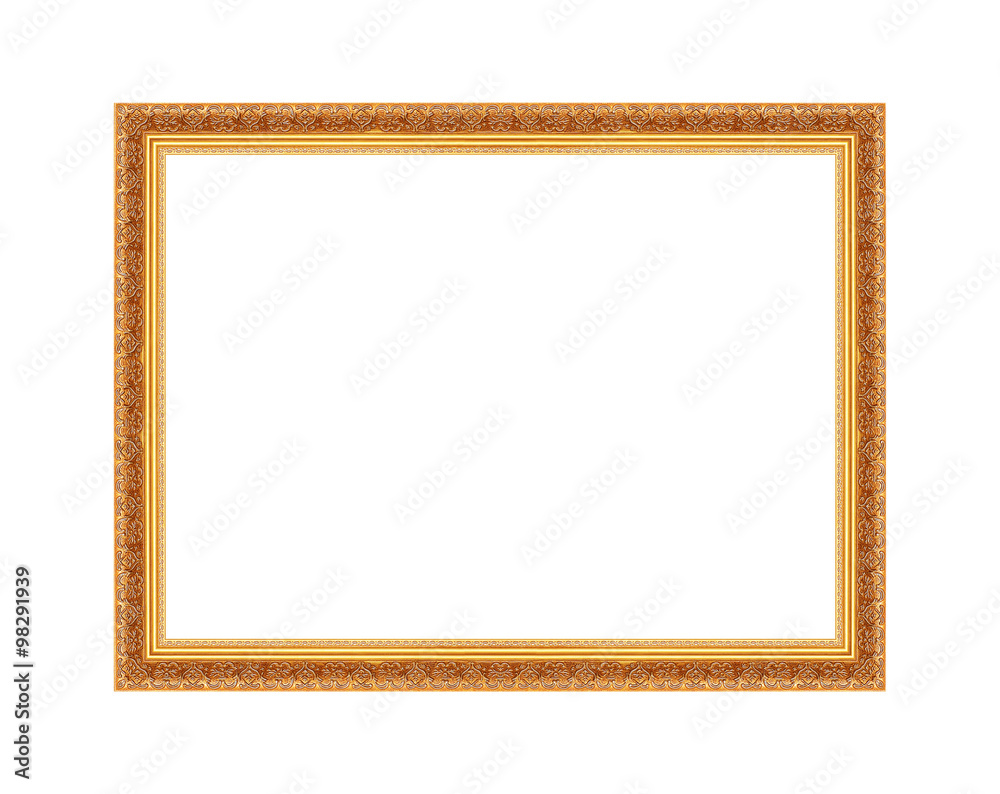 antique golden frame isolated on white background