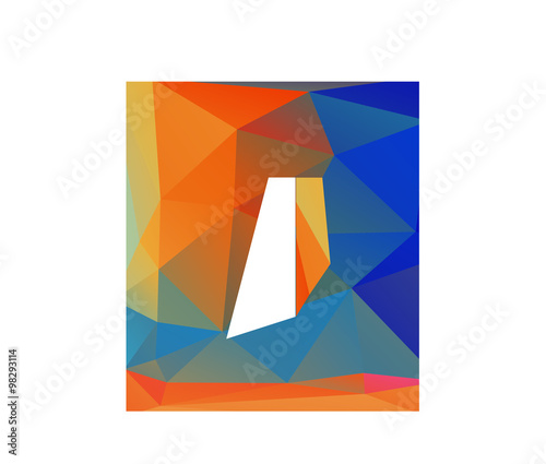 O oscar alphabet in colorful glass polygon