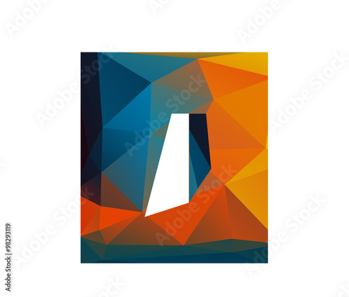 O oscar alphabet in colorful glass polygon