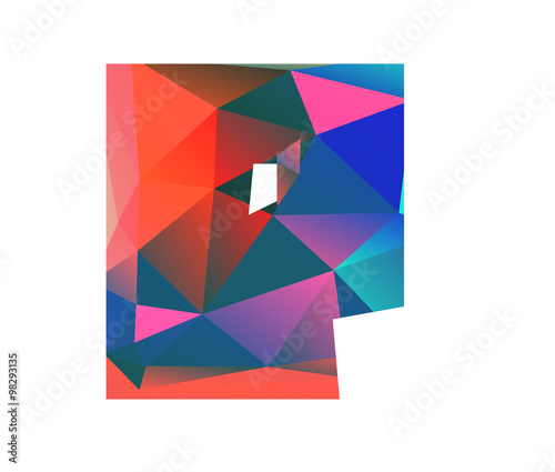 P papa alphabet in colorful glass polygon