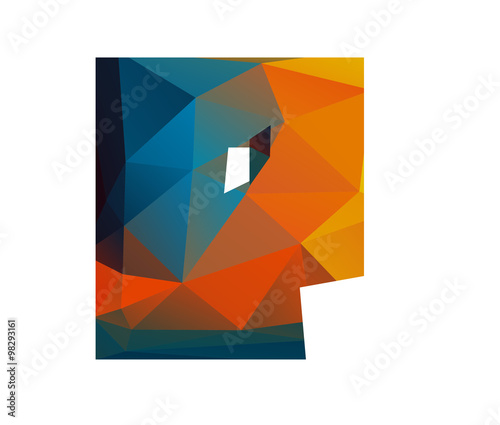 P papa alphabet in colorful glass polygon