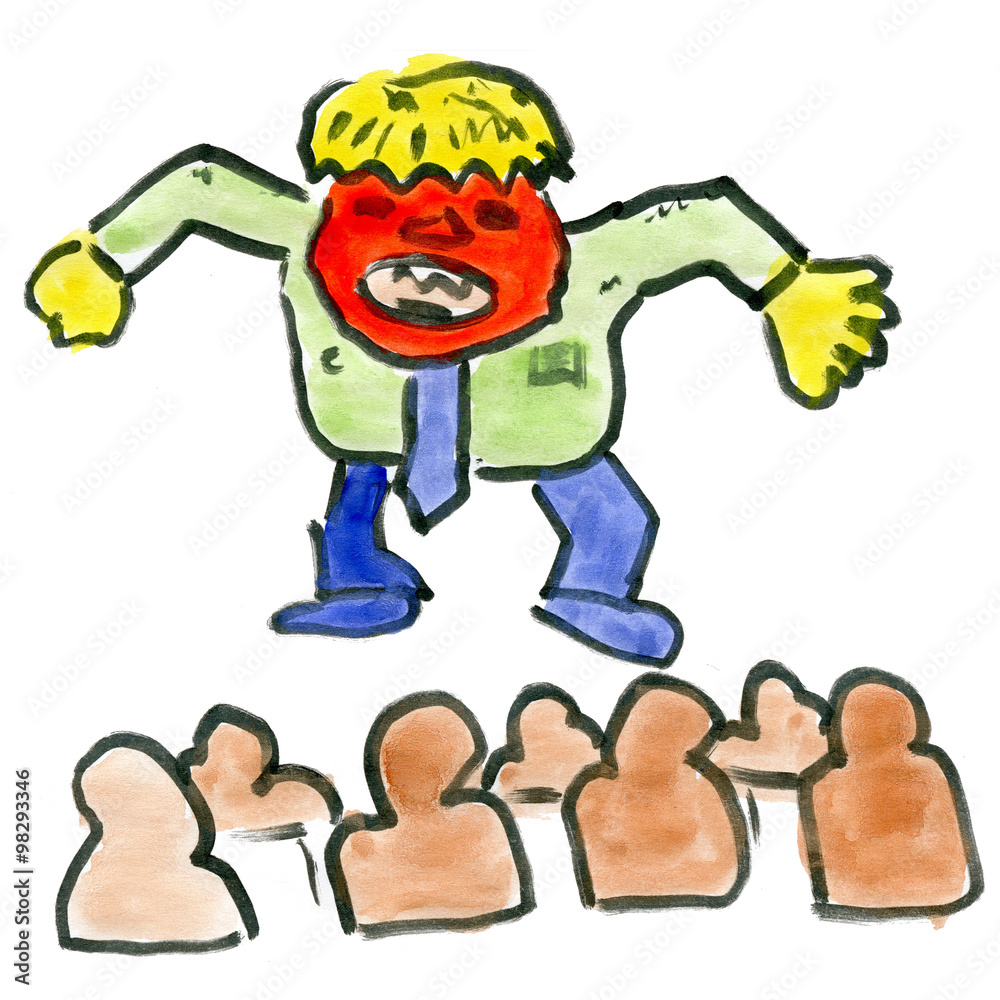Evil Ceo businessman Angry Boss evil cartoon isolated on white background ...