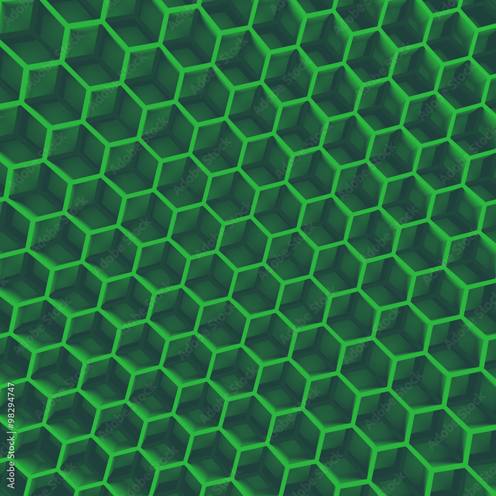 Fototapeta premium Hexagon green wall