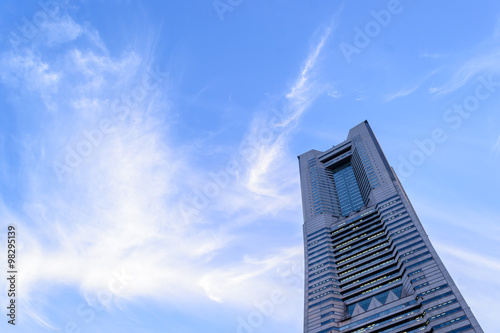 Landmark Tower with blue sky in Yokohama, Japan. 