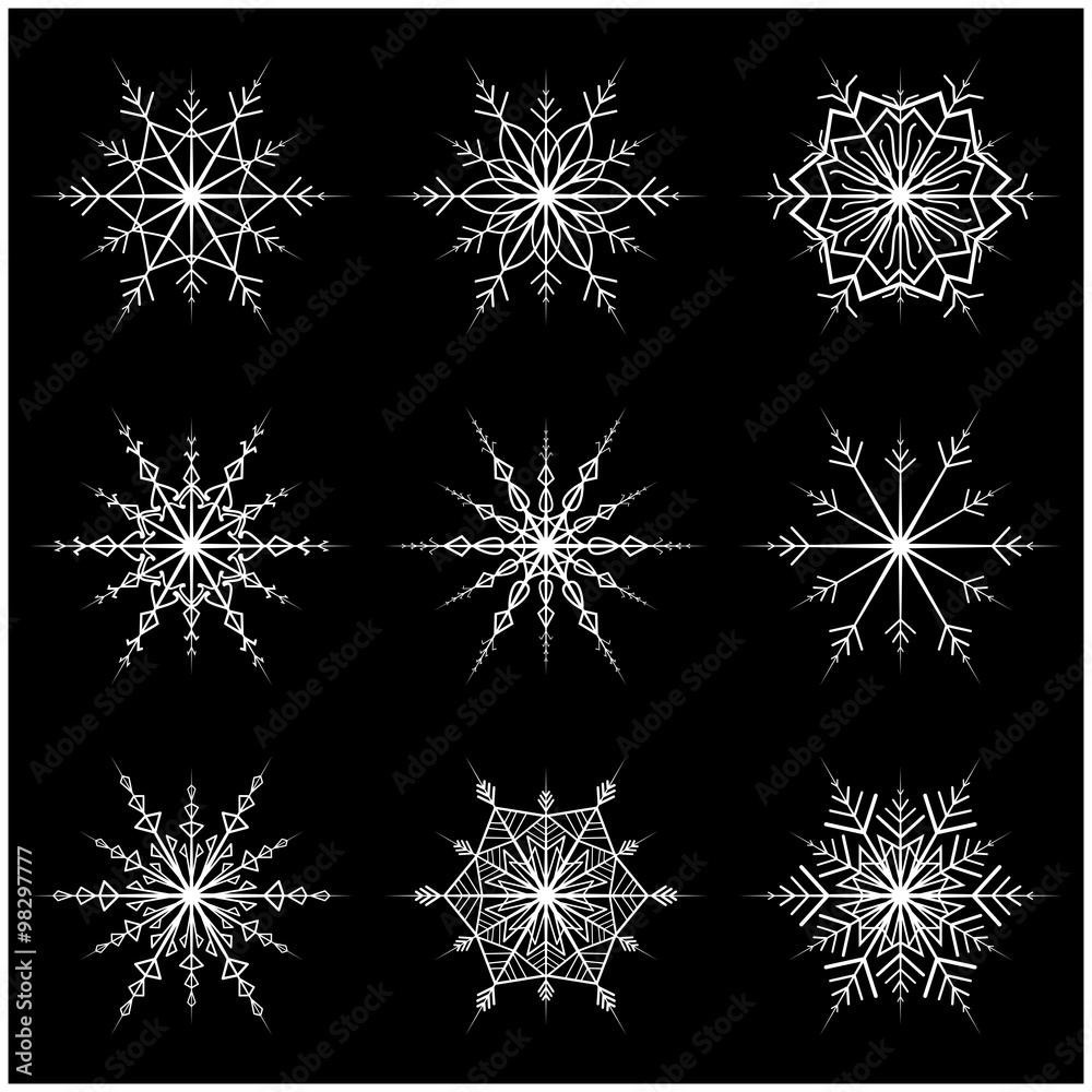 Snowflake vector symbol silhouette design. christmas winter icon illustration isolated on the black background. Snowflake vector symbol silhouette design. christmas winter icon illustration isolated on the black background.