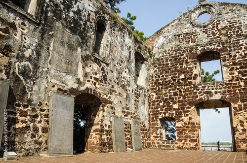 Fototapeta Naklejka Na Ścianę i Meble -  A Famosa Fort Ruins on St Paul Hill - A Famosa fort in Malacca, Malaysia..