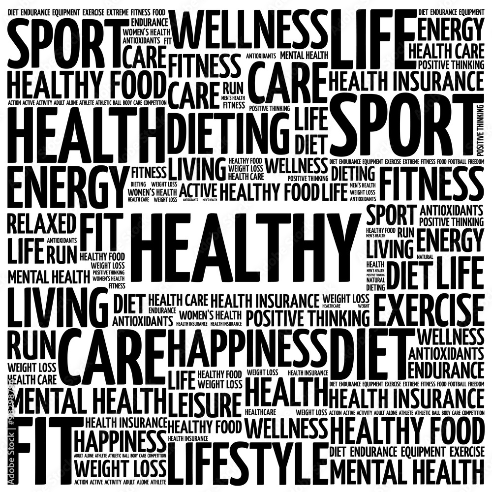 HEALTHY word cloud background, health concept