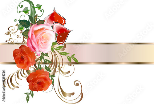 roses and red hearts decoration #98298726