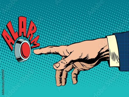 hand presses alarm button