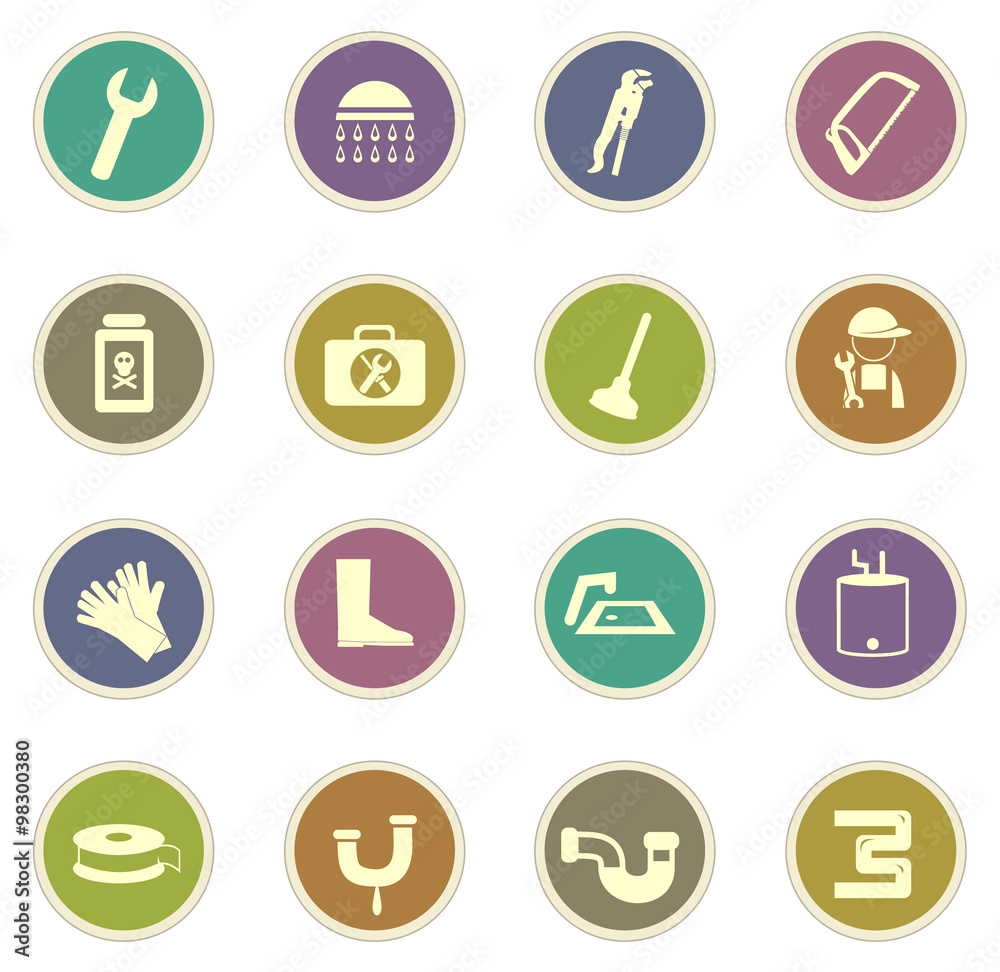 Plumbing related vector icons