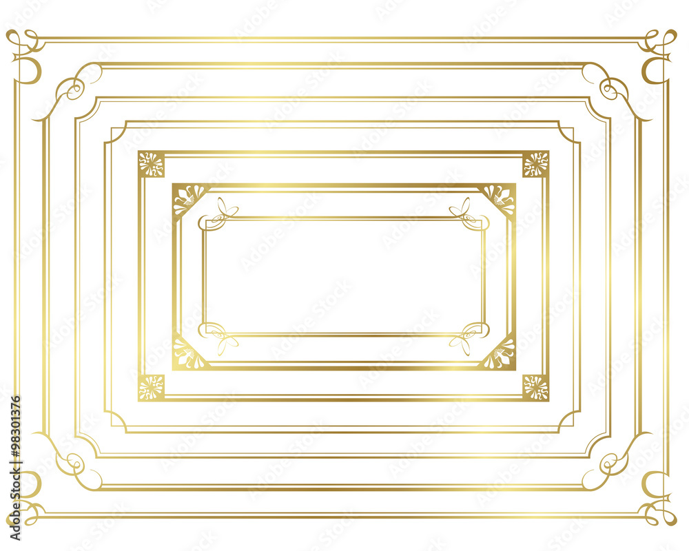 Naklejka premium zestaw dekoracyjne ramki złota wektor