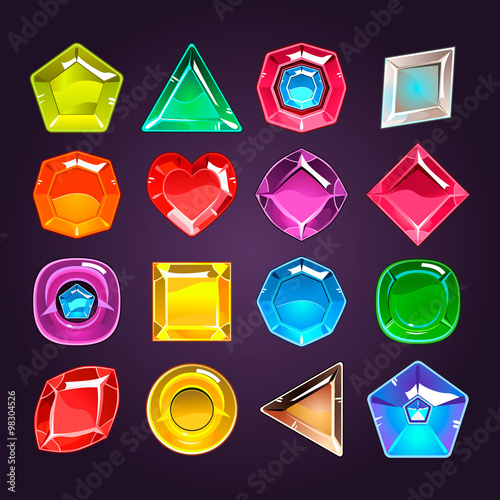 Cartoon colored stones with different shapes for use in the game photo