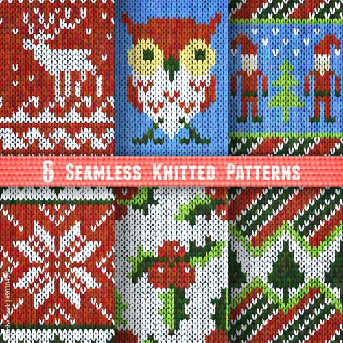 Set of Six Seamless Knitted Patterns