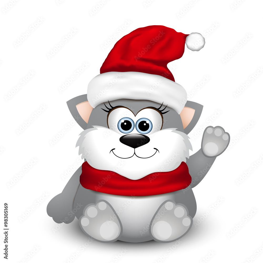 Cute kitten in Santa hat Cute kitten in Santa hat
