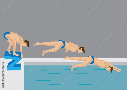 Diving Action Sequence Vector Illustration