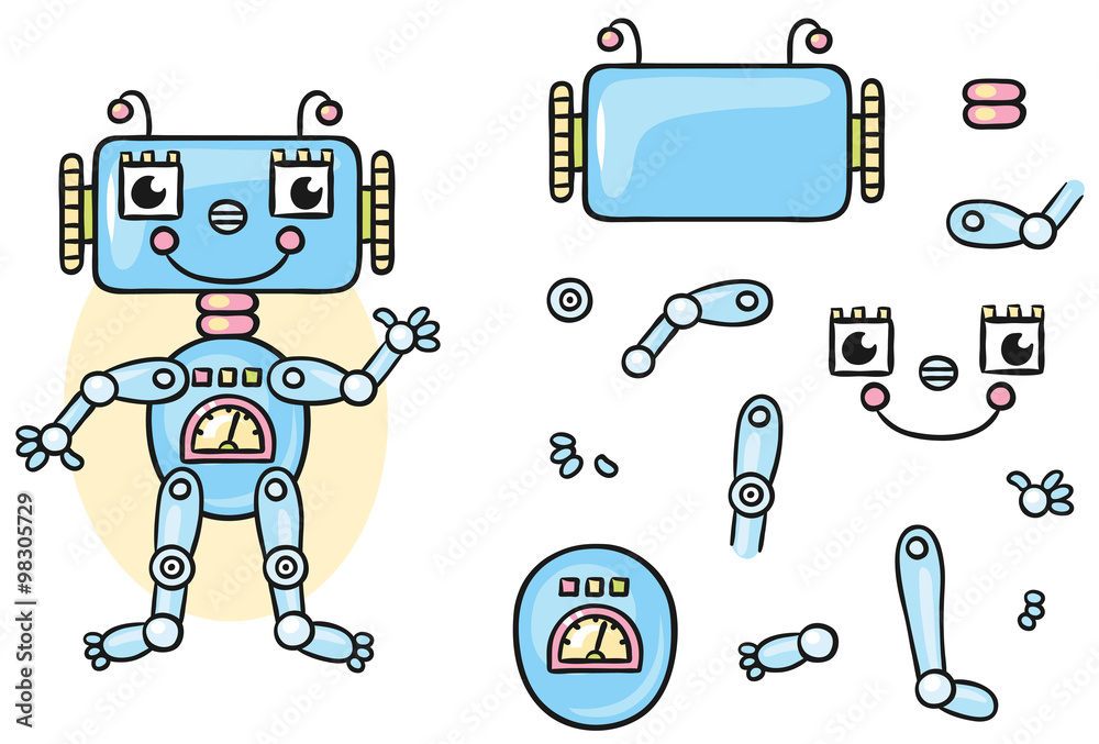 Robot body parts for kids to put together Stock Vector | Adobe Stock